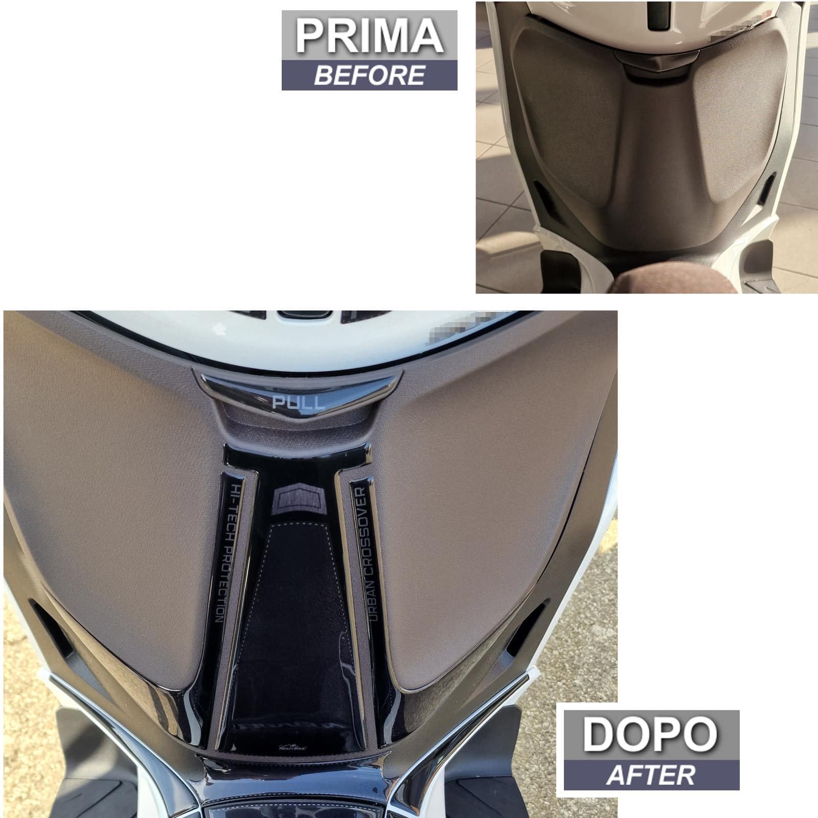 Resin Bike Adesivo Scooter Compatibile con Piaggio Beverly 300 - Piaggio Beverly 400 2021-2026. Protezione Sportellino Portaoggetti/Vano Anteriore da Urti e Graffi. Adesivi Effetto 3D Made in Italy
