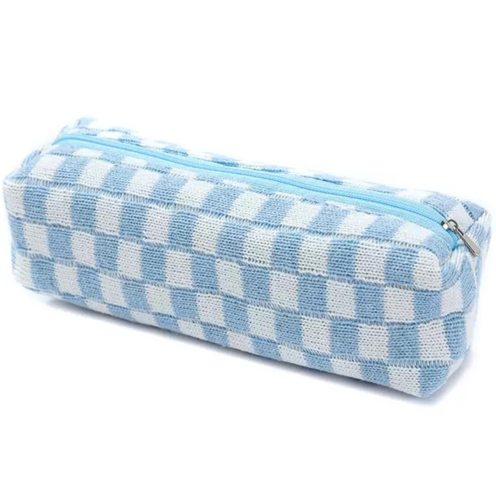Carry bloom Pencil Pouch Cute Pencil Case for Girls Aesthetic Pencil Bag with Zipper Pen Cases School Supplies Makeup Bag (Checkered blue) — image 1