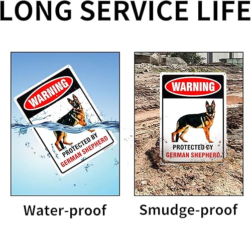 Miniatura 3 de Cartel de pastor alemán "Protected by German Shepherd", 14 x 10 pulgadas, aluminio libre de óxido 040, reflectante, con protección UV y resistente a