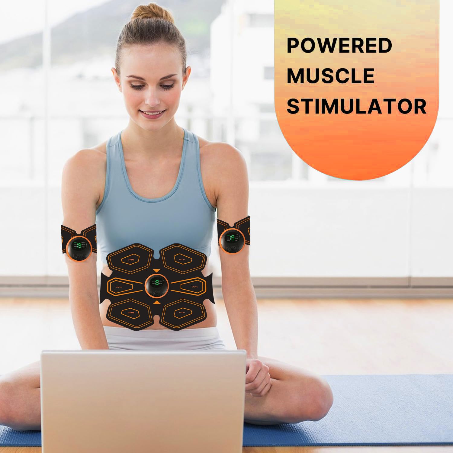 EMS Ceinture Abdominale,Entraînement Abdominal,Pas Besoin de Feuilles de Gel USB Charge,12 Modes, 20 Niveaux d'intensité,Femme Homme Entraînement pour Abdomen Ajout de Ceinture d'extension
