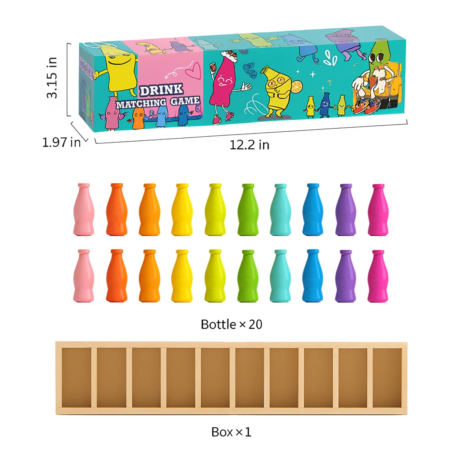 Juego de combinación de colores de botella, divertido juego de mesa familiar para niños de 8 a 12 años, juego de 2 a 4 jugadores para niños y adultos, perfecto para viajes, camping, vacaciones