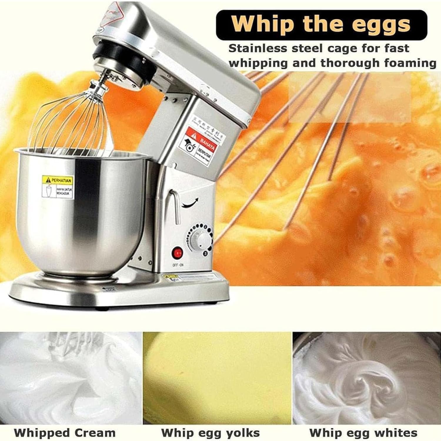 Impastatrice Planetaria Professionale da Banco 10L, Acciaio Inox con Gancio Impastatore, Frusta Piana e a Filo, 3 velocità, Motore 500W Rame per Impasti Pane, Torte, Pizza e Pasta Fresca,7L