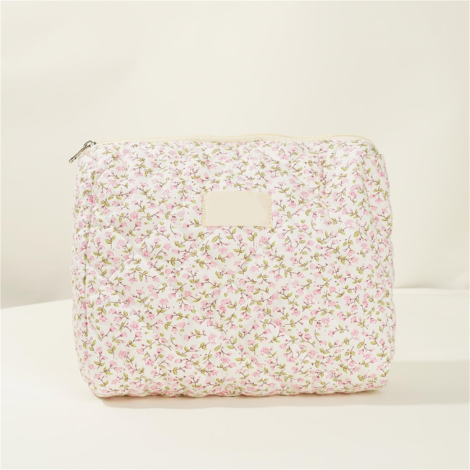 Neceser Acolchado Bolso Tote de Maquillaje Acolchado con Estampado Flores