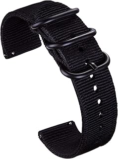VIQIV Nylon Quick Release Watch Band For Samsung Gear S2 S3 Frontier Classic/Fossil Q Smart Watch, Sport Wristband Strap 20mm 22mm With Stainless Steel Black Buckle