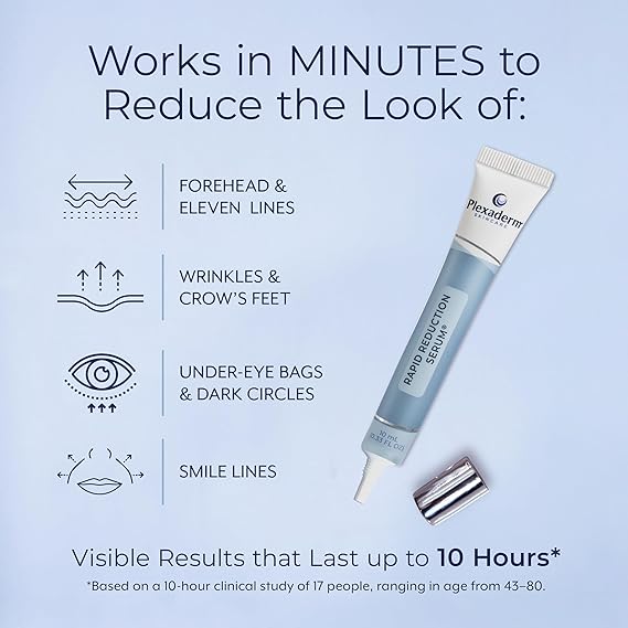 Plexaderm Rapid Reduction Eye Serum - Visibly Reduces Under-Eye Bags, Wrinkles, Dark Circles, Fine Lines & Crow's Feet Instantly, Anti Aging Wrinkle Remover for Face, Full Size Tube