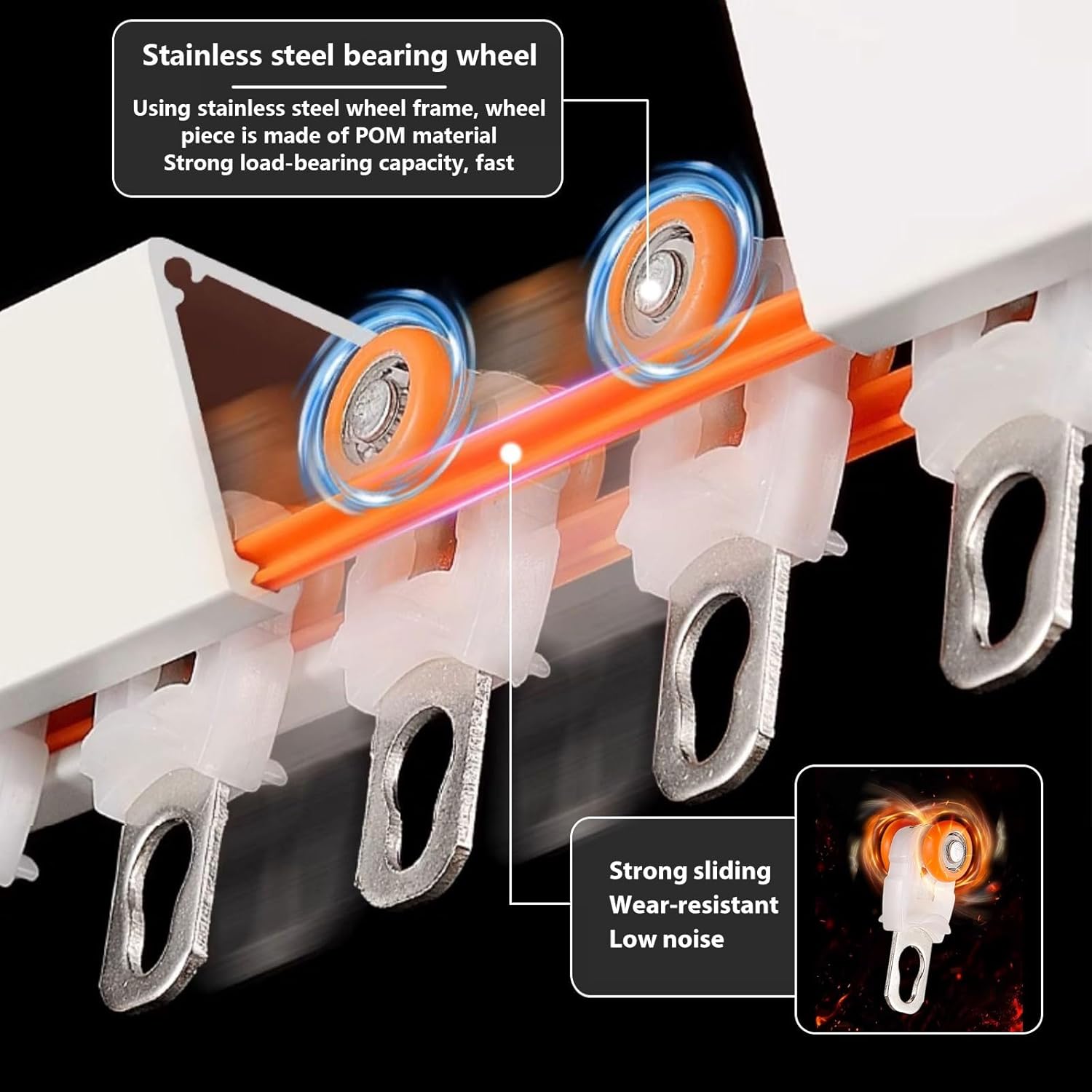 Seamless Curtain Rail Track Set 70-600cm, Anti-Light Leakage V Shape Aluminum Ceiling Rod, Mute Rollers for Smooth Operation, Black 95cm/3.11ft - Ideal for Home Decor