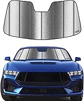 Vista 16 de Parasol para parabrisas Pigenius para Ford Mustang 2015-2023 sin cámara montada en el espejo retrovisor, protector de ventana frontal personalizado