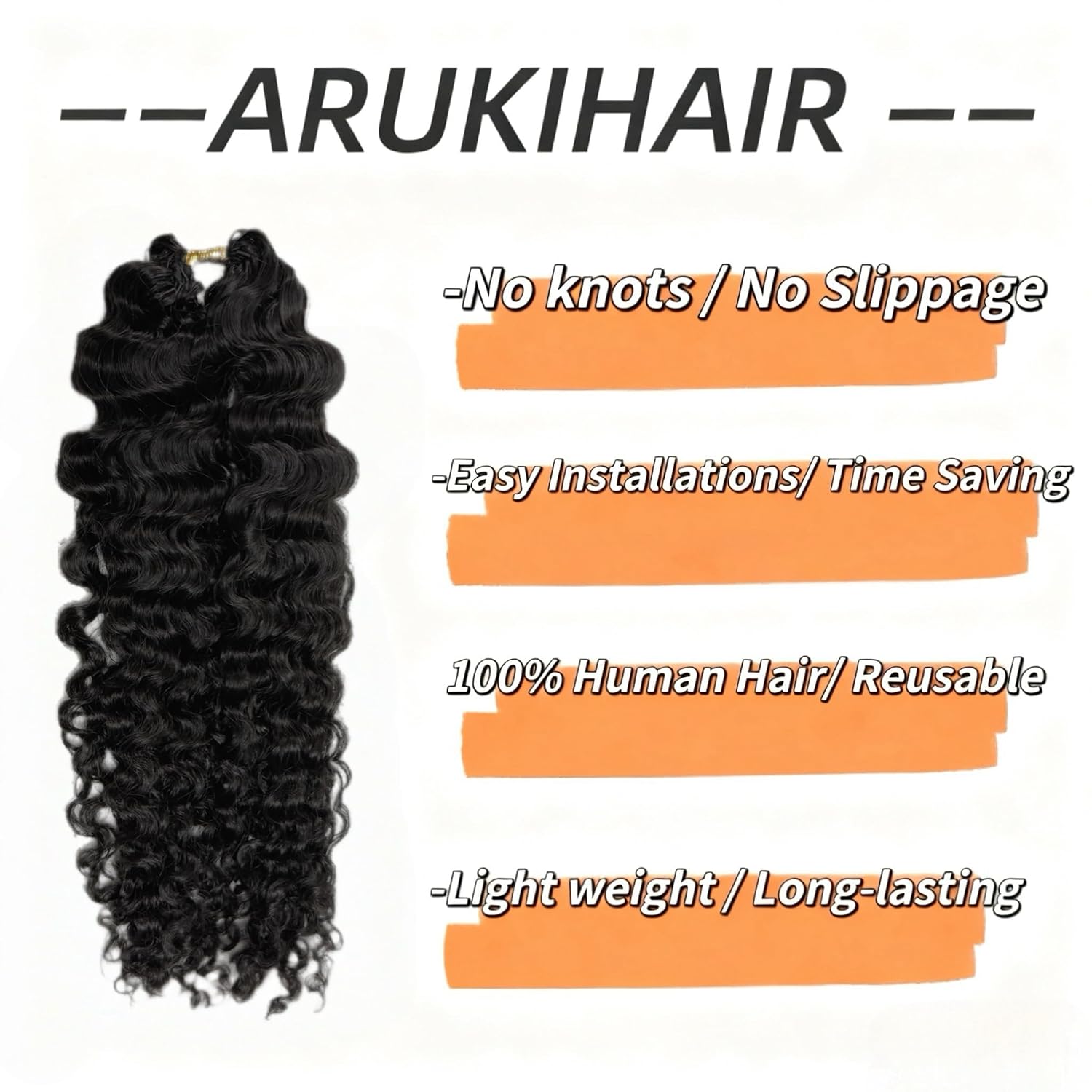 Burmese Water Wave Crochet Hair Knotless Human Hair Extensions Knotless Pre-Separated Crochet Hair Long-Lasting Crochet Braids for Women Lightweight Easy to Install Natural Color 18 Inch 120g