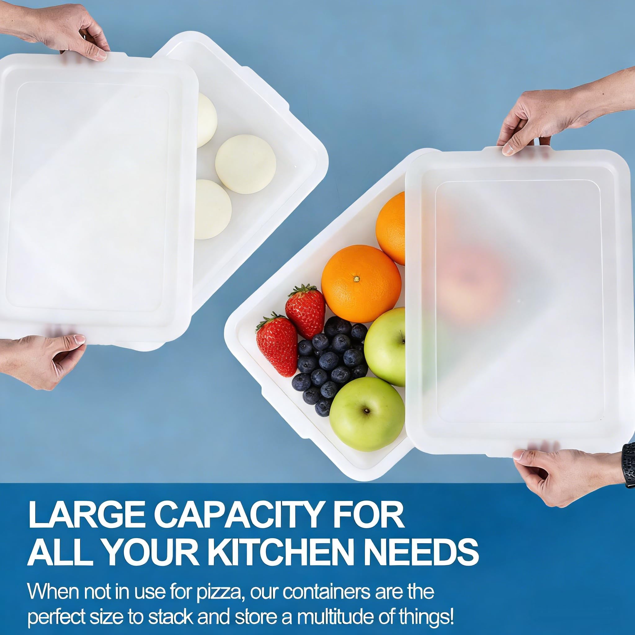 Scatole per lievitazione, in plastica bianca, perfette come scatola per lievitazione del pane e contenitore per impasti (45 x 32 x 12,9 cm), 3 vassoi e 3 coperchi