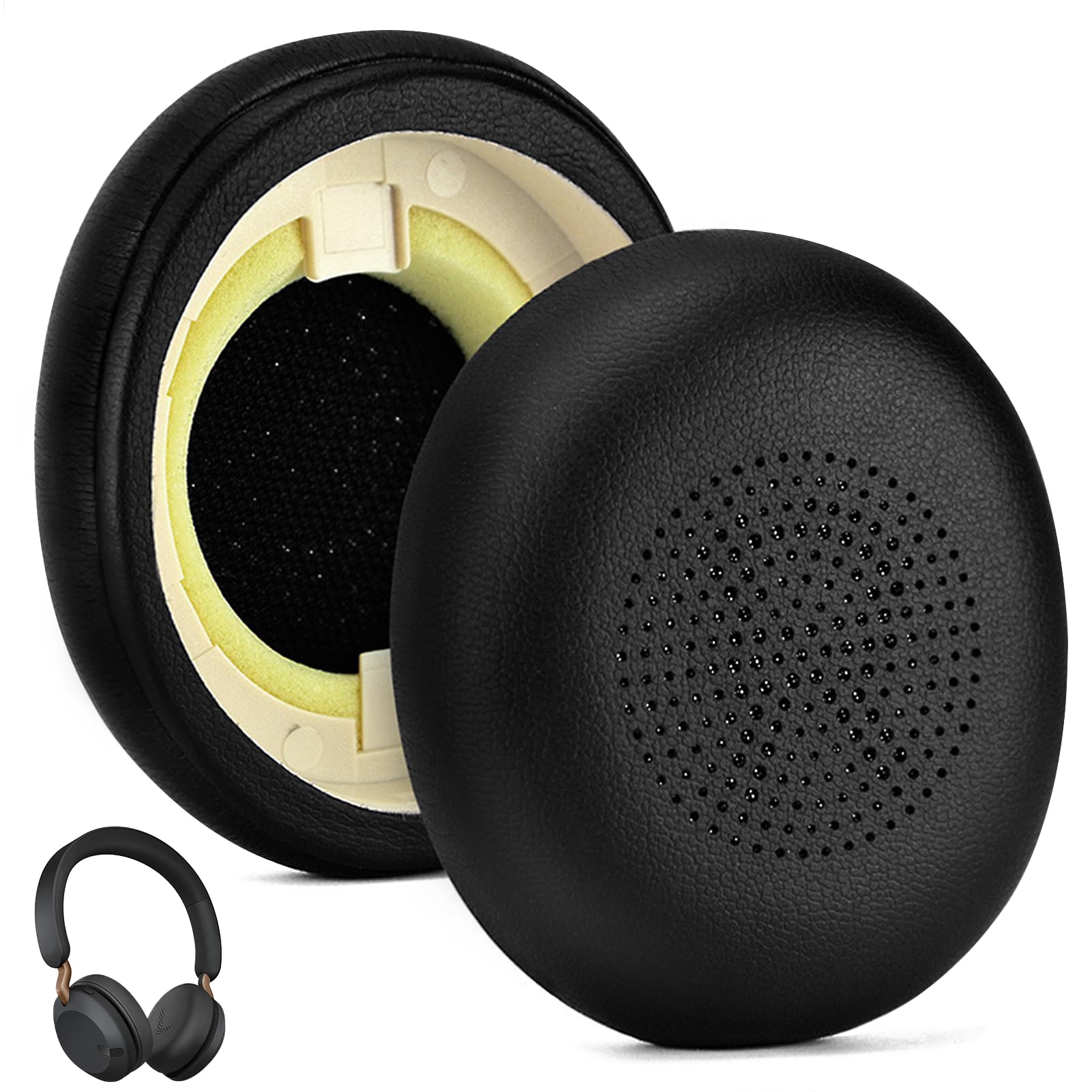 1 Paio Cuscinetti Auricolari Ricambio Per Jabra Evolve 20 30 40 65 &ndash; Neri
