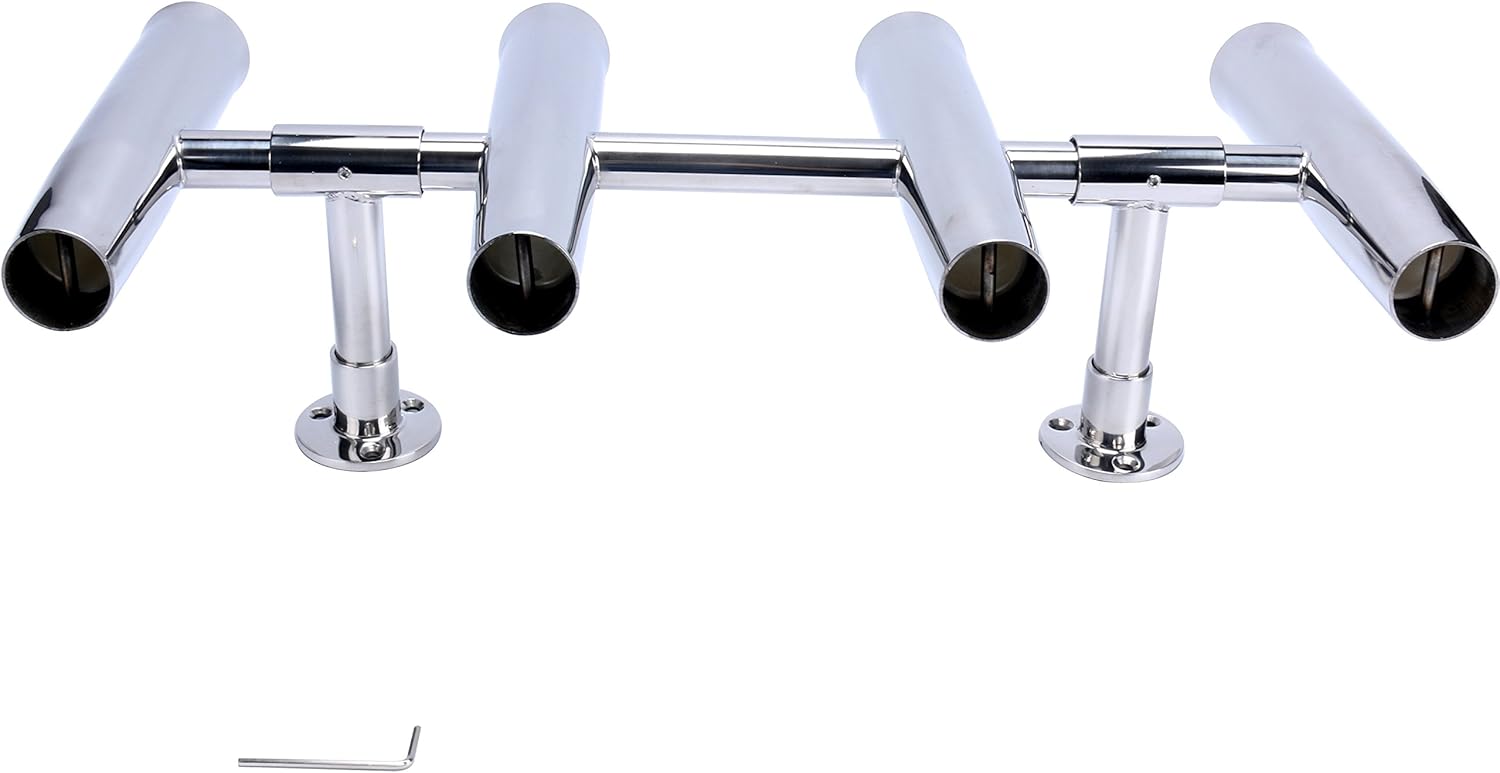 Amarine Made 4 Tube Adjustable Stainless Rocket Launcher Rod Holders, Can Be Rotated 360 Deg