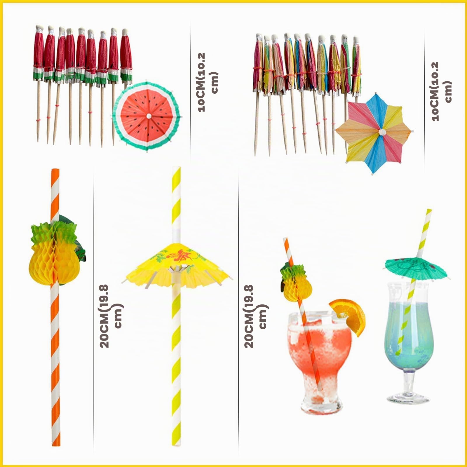Decorazioni per cocktail, 90 ombrelli da cocktail, cannucce da cocktail, fuochi d'artificio, cocktail party, decorazioni per feste estive, matrimoni, bar, bevande, torte