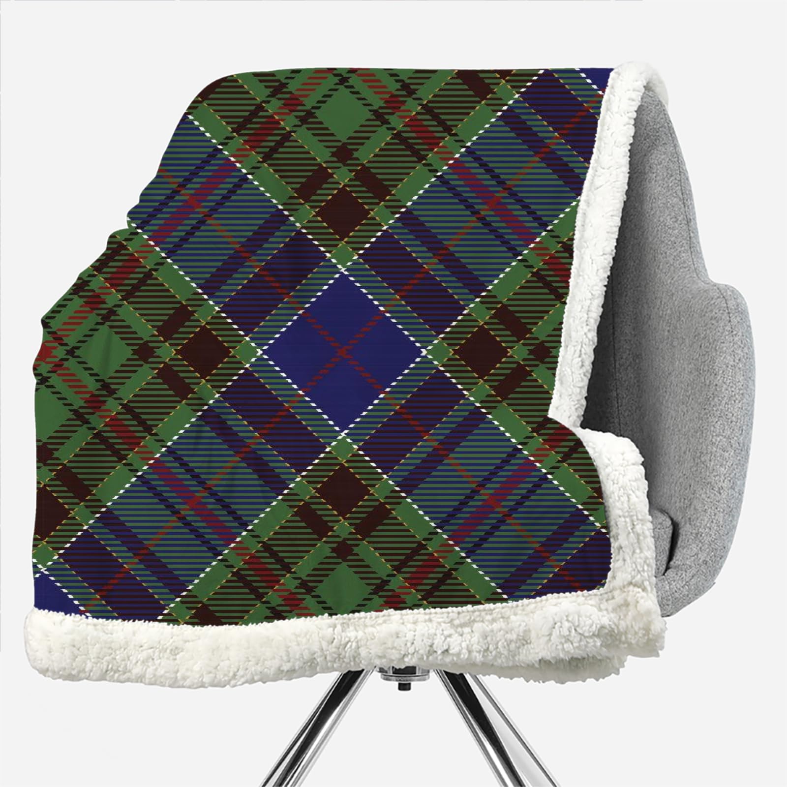 Treillis Couverture de Confort 130X150 cm 3D Plaid Couverture Treillis Microfibre Chaud Doux Jeté de Canapé Moelleux et Salon Chambre Sherpa Blanket（Style 39-10）