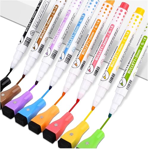 Marcadores magnéticos de borrado en seco, marcadores de tiza líquida, punta ultrafina para calendario acrílico, marcadores de pizarra blanca con