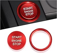 Vista 1 de Cubierta de botón de arranque por empuje para automóvil compatible con Audi, cubierta de botón de arranque y parada del motor de aluminio con anillo