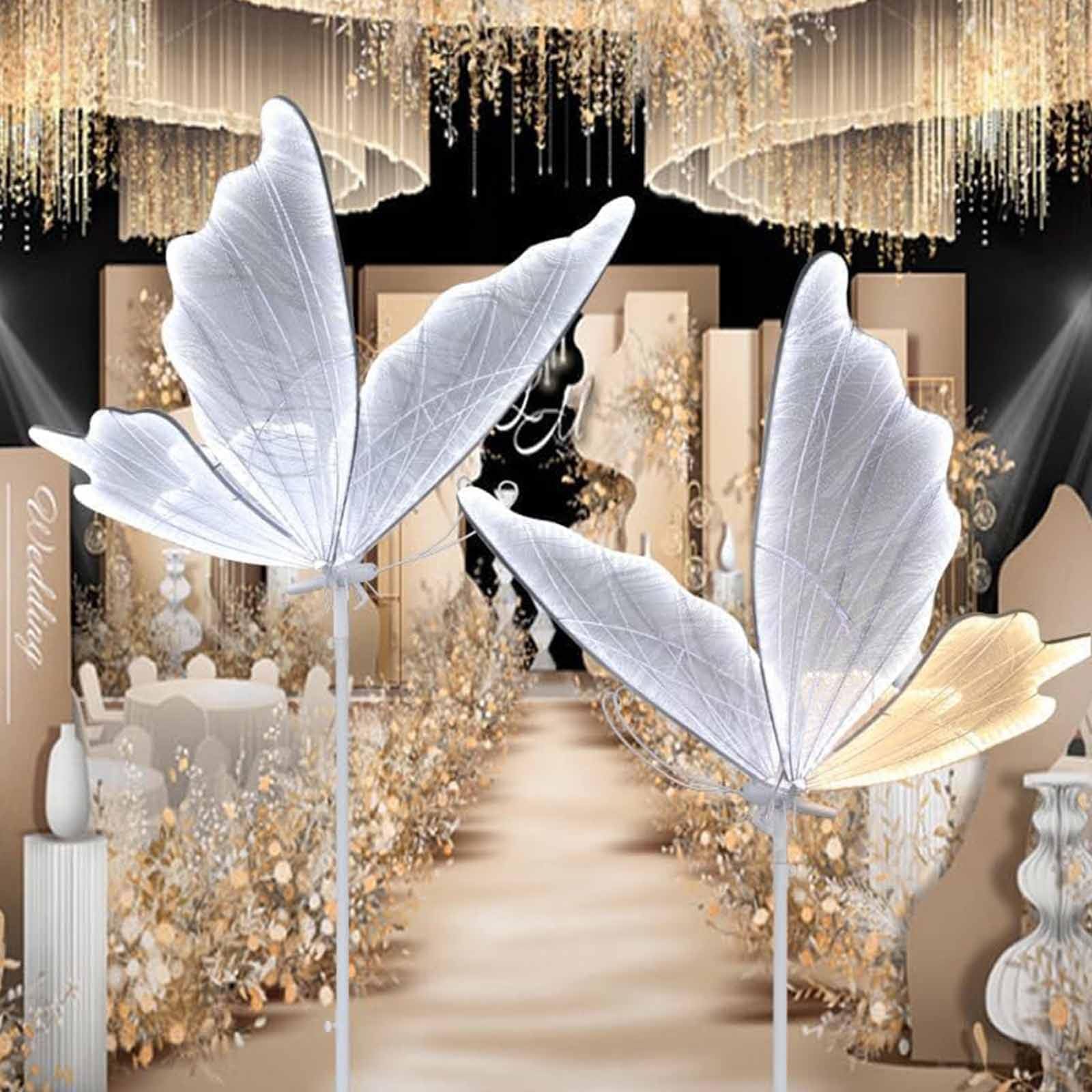 Lampa podłogowa i sufitowa LED w kształcie motyla, romantyczna, elegancka dekoracja na imprezy weselne i imprezowe