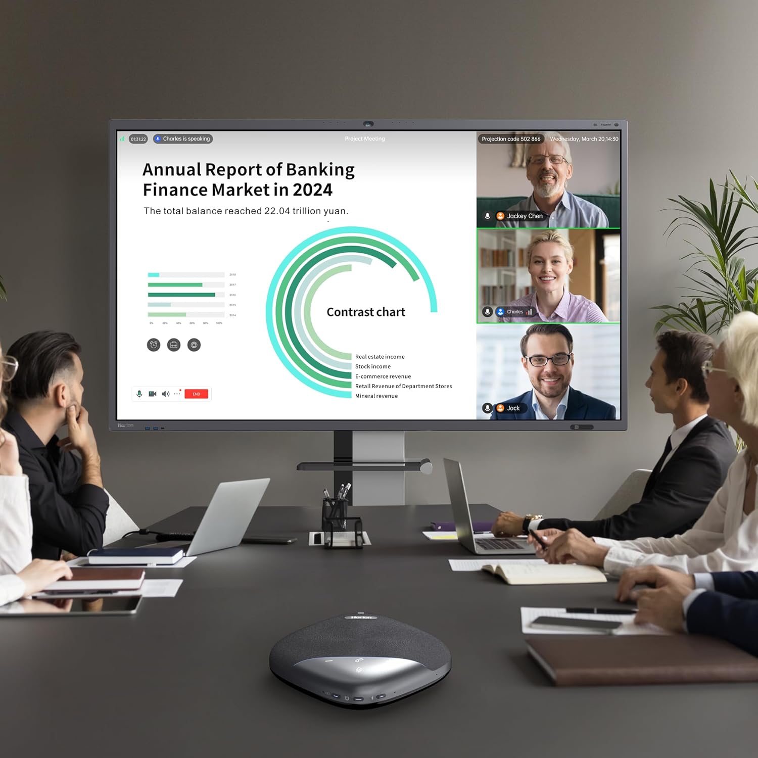 HORION Conference Speaker with Microphone, Wireless Bluetooth Speakerphone for Office Meeting Computer PC, w/8 Mics, 20ft Voice Pickup, 8H Call Time, AI Noise Cancelling, Portable with Zoom/Teams - Image 9