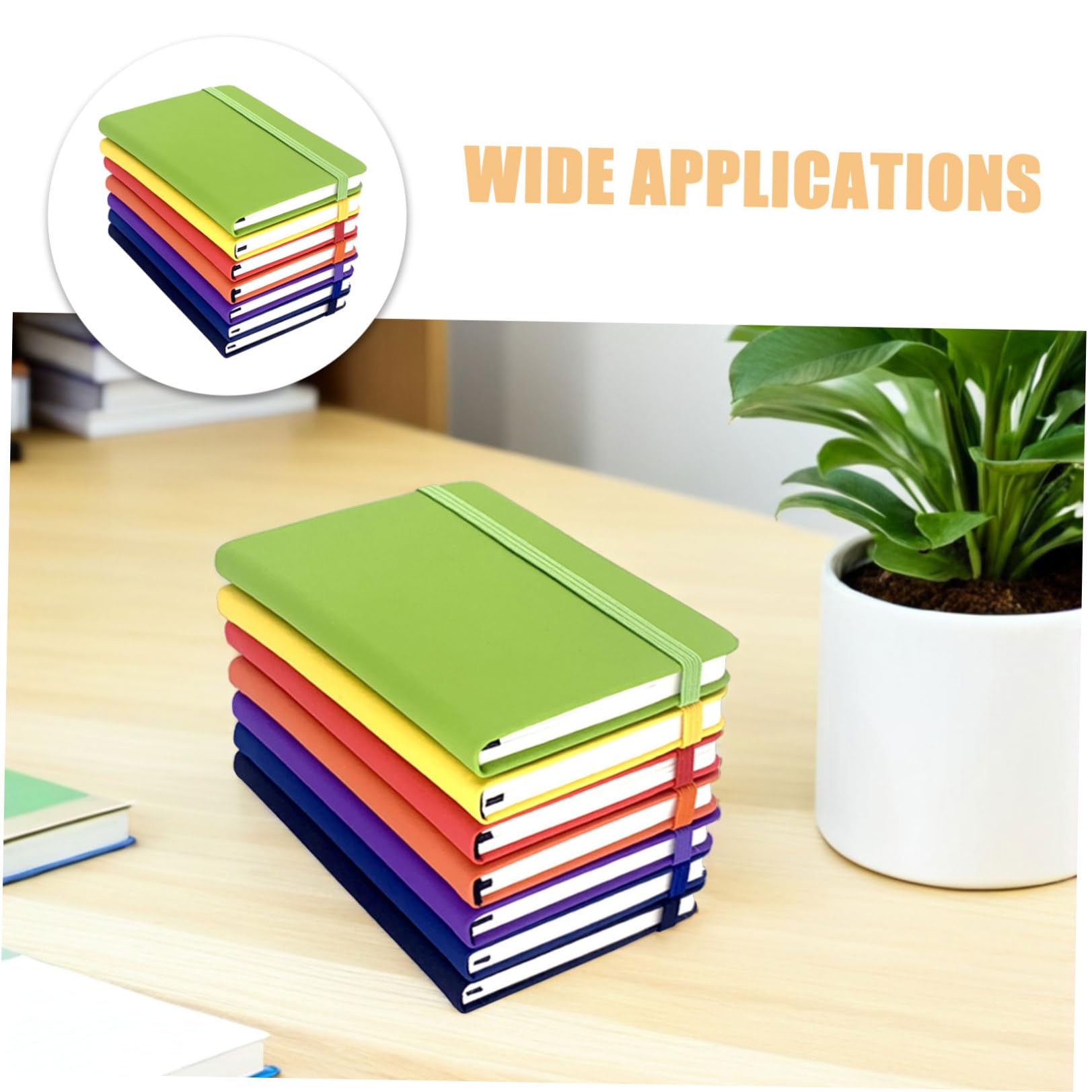 Set 7 Pezzi Quaderni Piccoli A6 con Copertina in Pu e Chiusura Elastico, Blocco Note Rigato per Scuola e Ufficio, Carta di Qualità per Appunti Sicuri