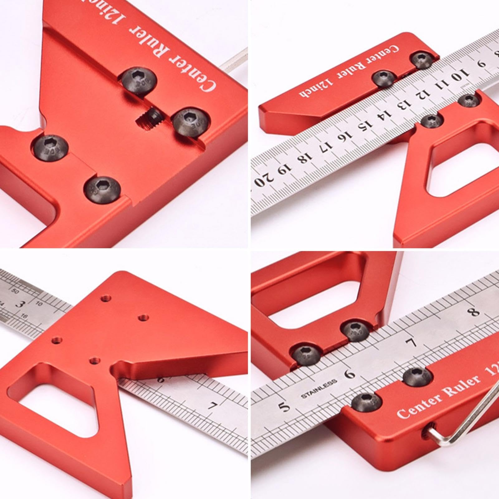 Centro Finder Per Legno E Metallo | Strumento Per Trovare Il Centro | Plastica ABS Rossa - Foto 11