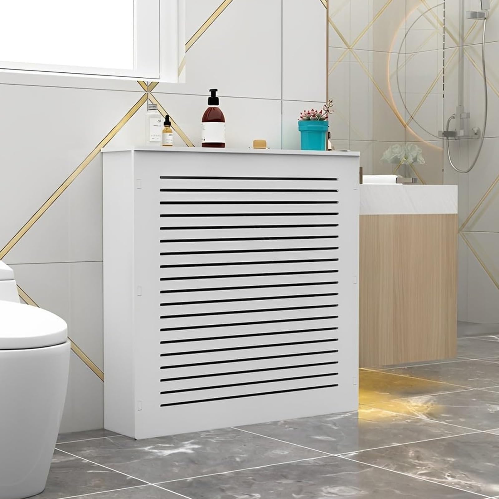 Pokrywa grzejnika, pokrywa grzejnika do domu, łatwa instalacja pokrywa grzejna, ukrywa rury, nadaje się do salonu, przedpokoju i mebli dekoracyjnych(19,6 x 31,5 x 5,9 cala)