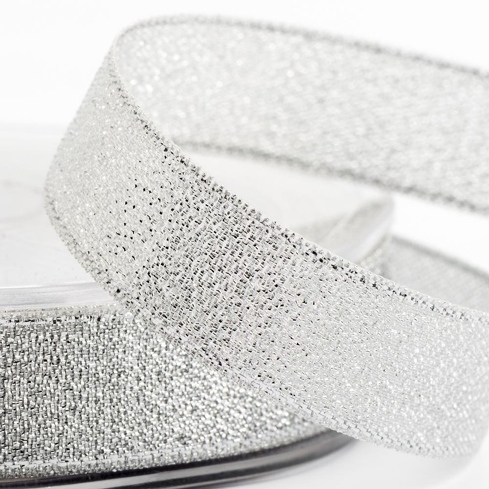 Silver Metallic Lurex Ribbon 15mm x 25M