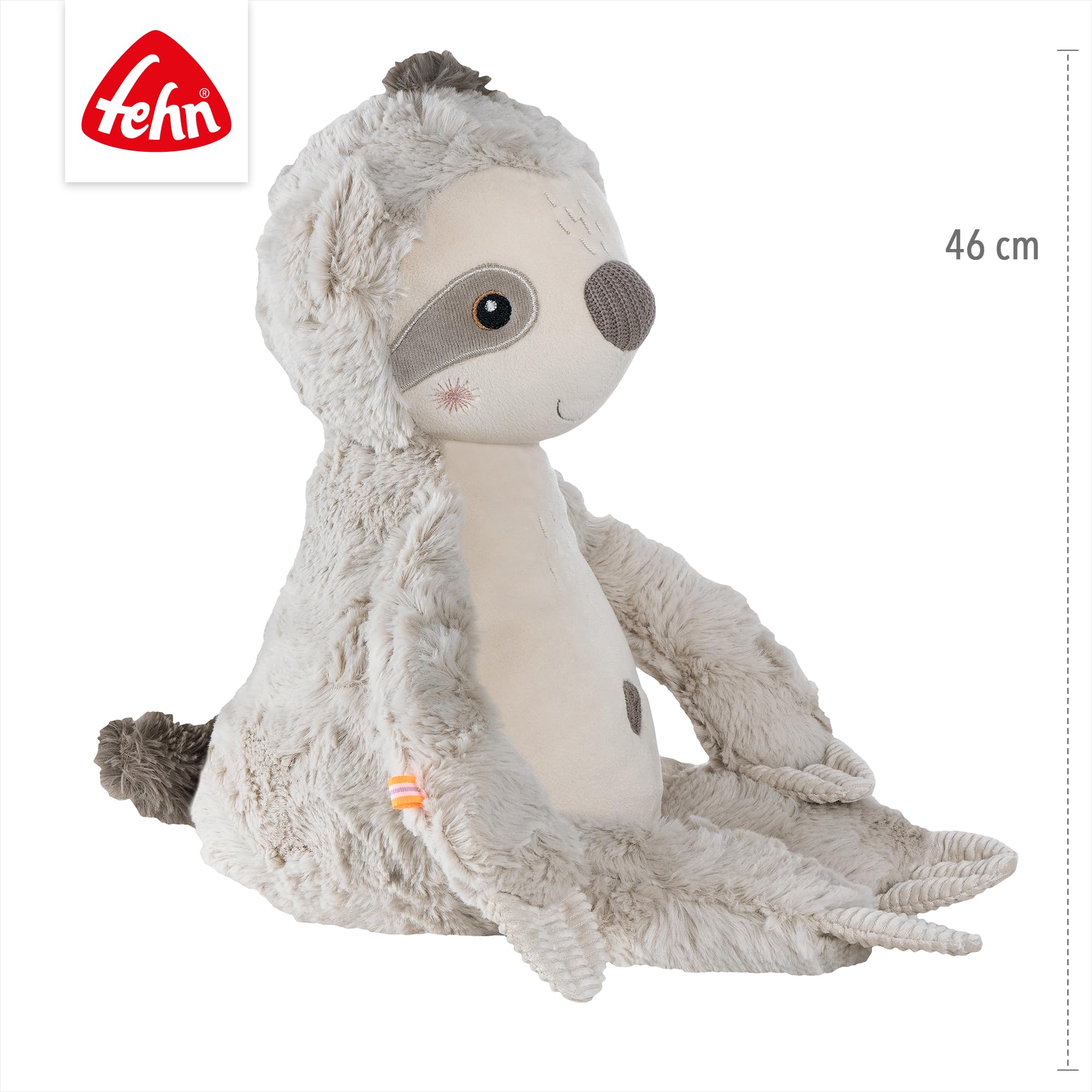Fehn Kuscheltier Faultier XL – Spielgefährte, Beschützer & Kuschelfreund: Großes Stofftier zum Greifen, Fühlen und Knuddeln, für Babys und Kleinkinder ab 0+ Monaten