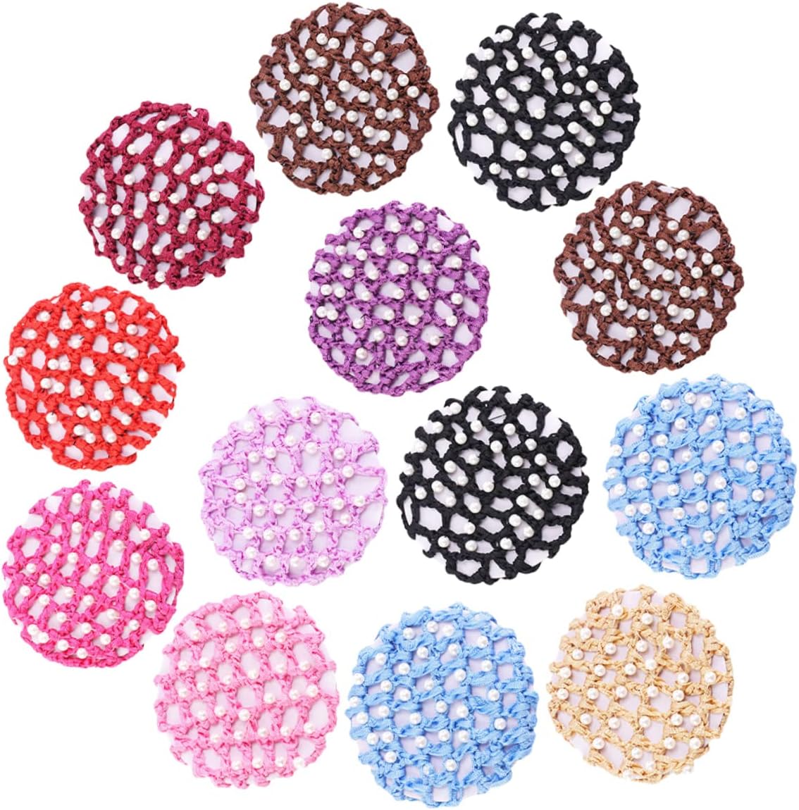 CIMAXIC 13pcs hair pearl hairnet hair crochet hair nets for women crochet hooks for hair mesh haie net hair net holder handmade bun cover fabric Bun Net Hair Decor Lady Net Hats Hairpin