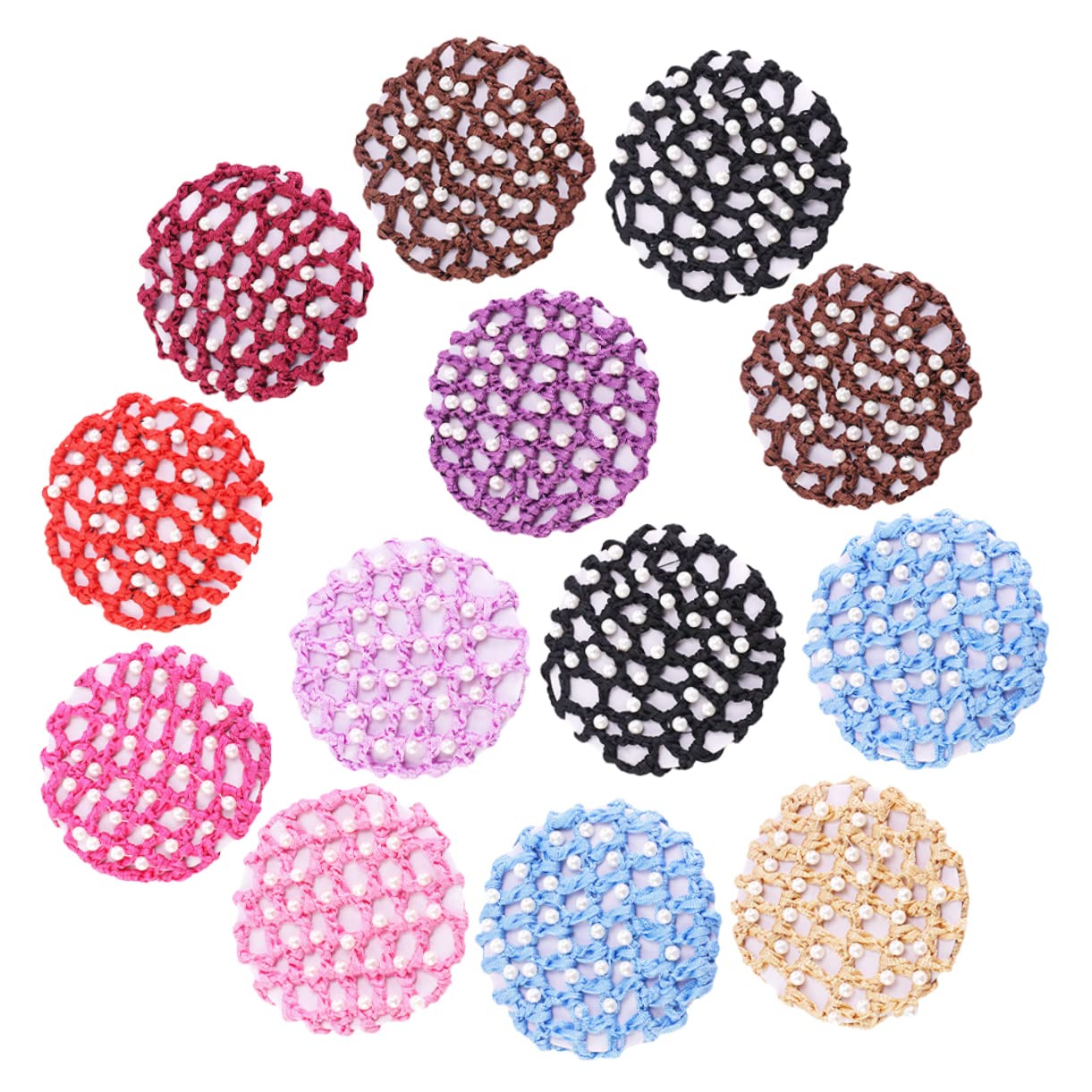 CIMAXIC 13pcs hair pearl hairnet hair crochet hair nets for women crochet hooks for hair mesh haie net hair net holder handmade bun cover fabric Bun Net Hair Decor Lady Net Hats Hairpin