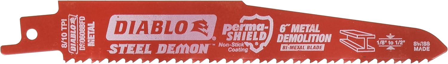 Freud DS0608BFD25 6-in 8/10-TPI Metal Demolition Reciprocating Saw Blade 25 PK