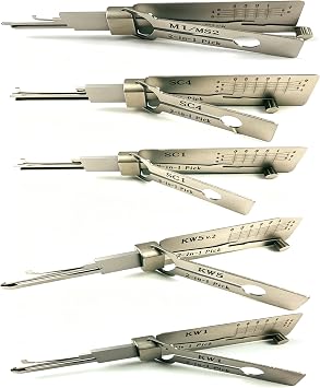 Professional Lock Pick Tool Set,5pcs 2-in-1 M1/MS2 SC4 SC1 KW5 KW1 Lock Open Tools for Door Lock,Locksmith Kit