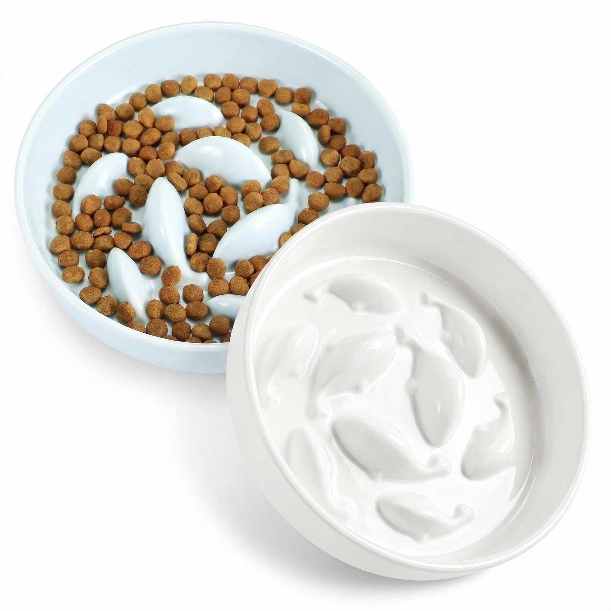 PETTOM 2 Pack Slow Feeder Cat Bowl Ceramic