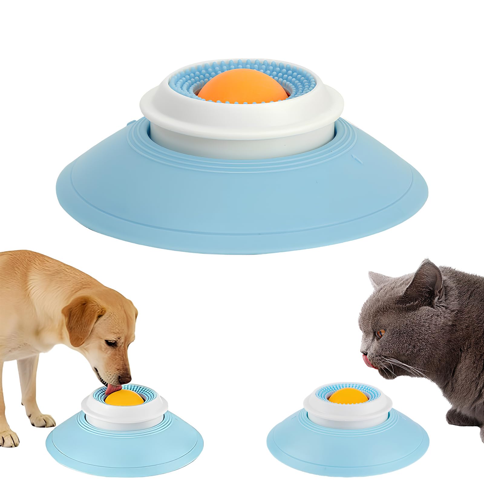 Lick Bowl with Rolling Ball for Small Dogs and Cats, Licking Sphere Slow Feeder with Non-Slip Base, Anxiety Relief, Supports Gut Health, Ideal for Liquid Food