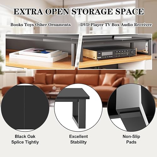 Miniatura 4 de Soporte elevador de TV grande de 59 pulgadas para TV de 32 a 75 pulgadas, estante de TV con patas de acero, elevador de TV de mesa para el hogar,