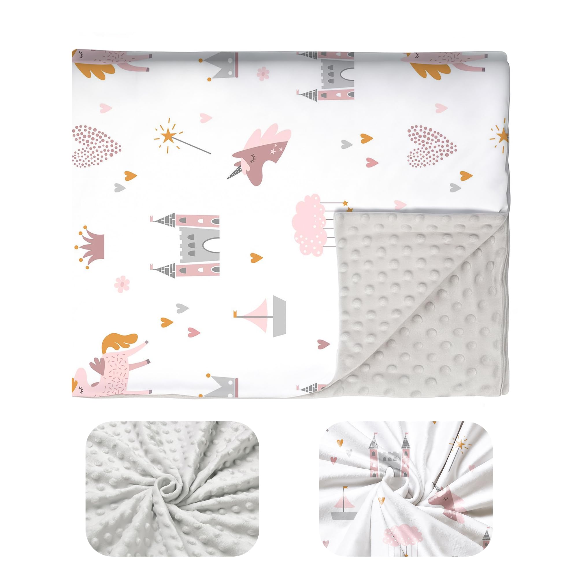 Luna&Dream Women's Pink Luna & Dream Soft Unicorn Baby Girl Blanket - Minky Dot Newborn Unicorn Snuggle Blankets - Lightweight Newborn Blanket For Baby Girls - Nursery Blankets Ideal For Cot, Pram, Nursery & Travel