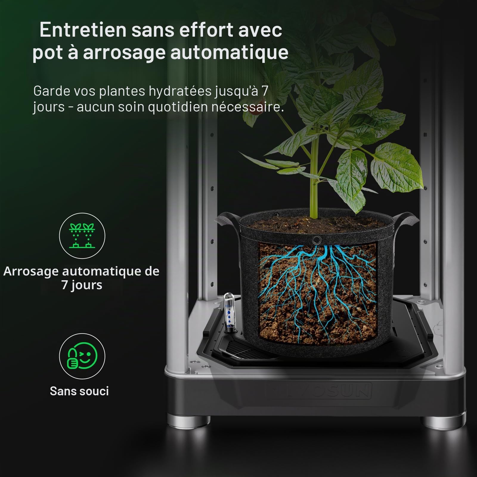 VGrow Tente de Culture Intelligente Tout-en-Un, Système Professionnel Équipé de la Lampe de Culture Samsung LM301H Evo, de Systèmes de Circulation et de Ventilation Avancés, d'Irrigation