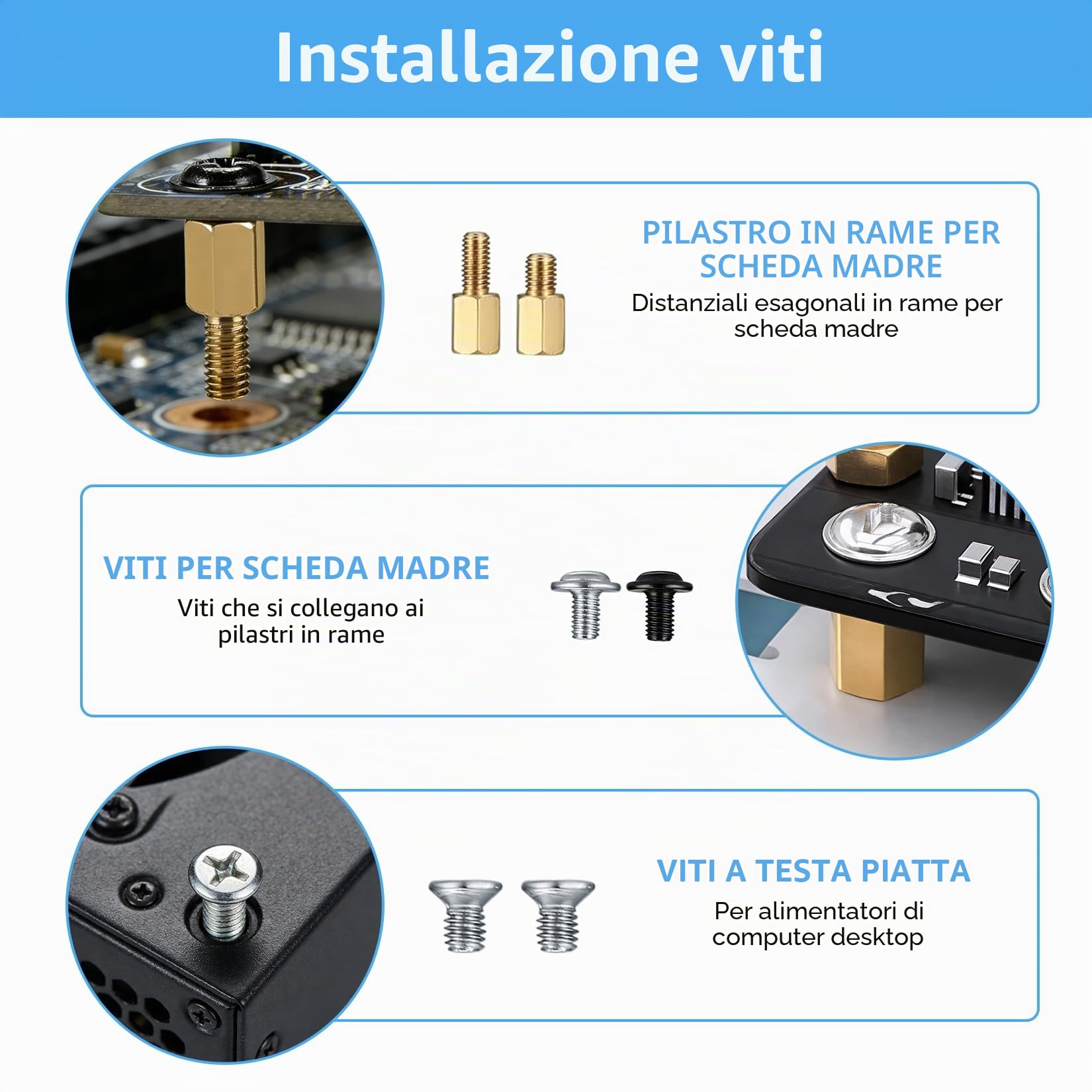 IEAWISL Set di 168 viti per computer, per scheda madre, SSD M.2, scheda grafica