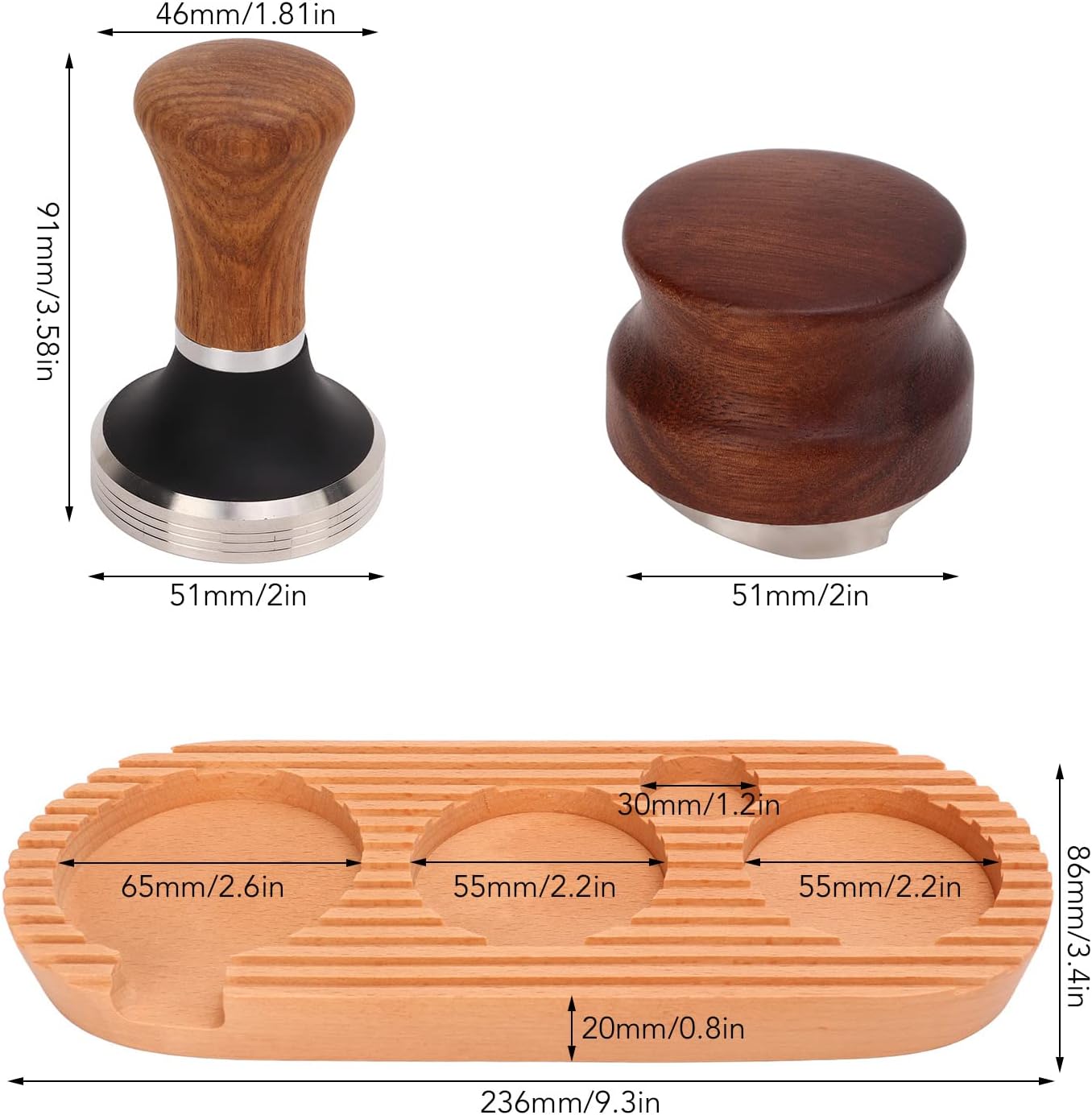 Espresso Machine Accessories, 3Pcs Espresso Tamper Kit, 51mm Espresso Coffee Tamper Tools Set, Espresso Tamping Station with Powder Hammer and Powder Distributor