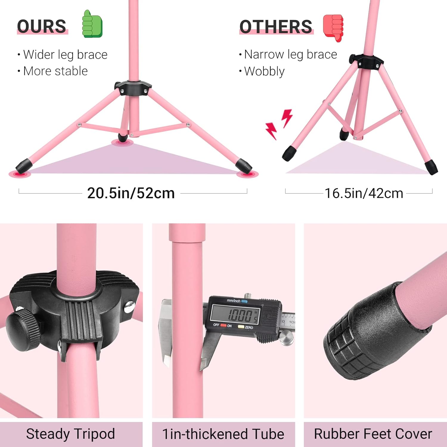 CAHAYA Sheet Music Stand & Tabletop Music Stand Solid Back with Carrying Bag for Books Notes Laptop Tablet Pink CY0194