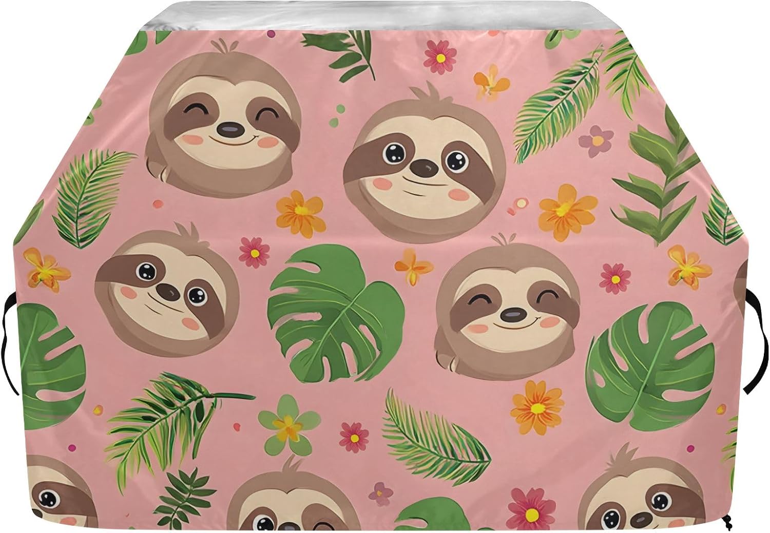 Sloth Cute Palm Tree Grill Cover for Outdoor BBQ Heavy Duty Waterproof Universal