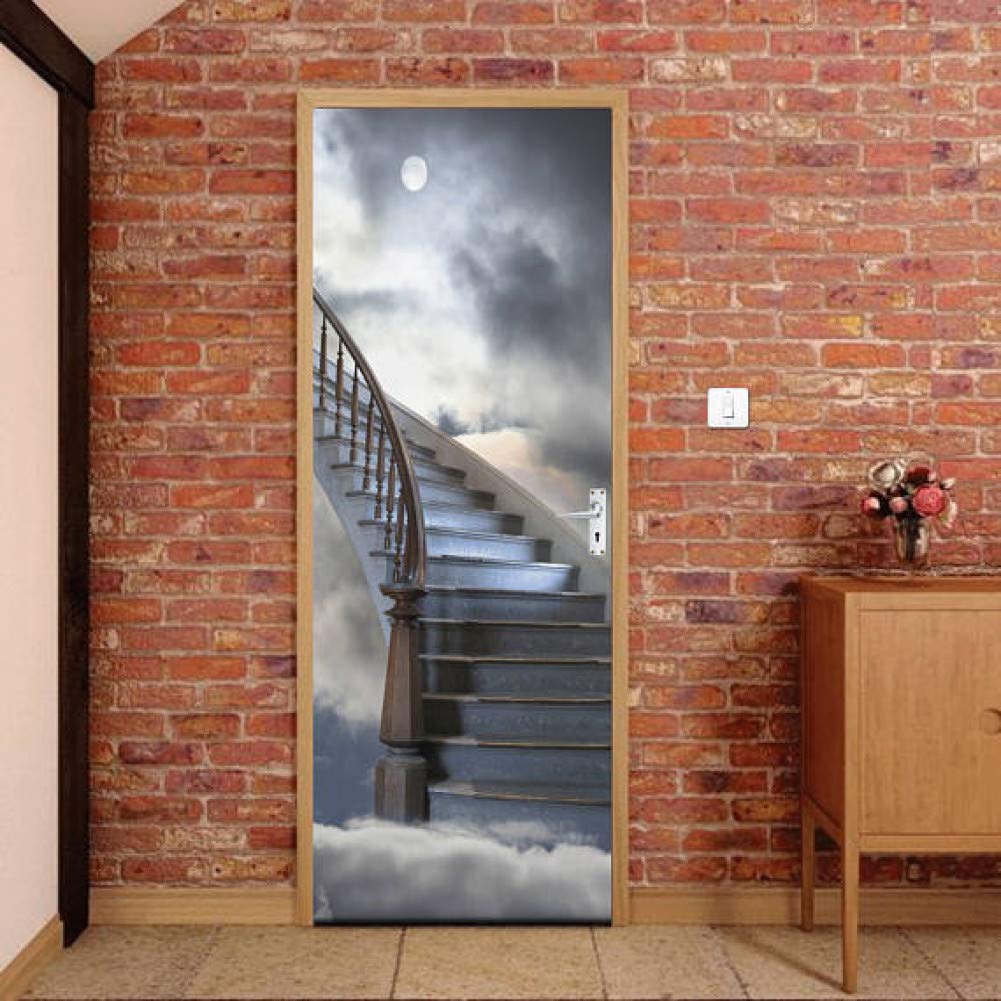 Autocollant mural habillage de porte pour creer une ambiance de salon