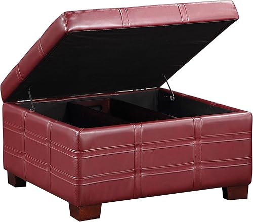 Miniatura 40 de OSP Home Furnishings - Otomana cuadrada de almacenamiento con bandeja deslizante y tapa con bisagras, tela de lino lino tela,Tela Azure,carbón,