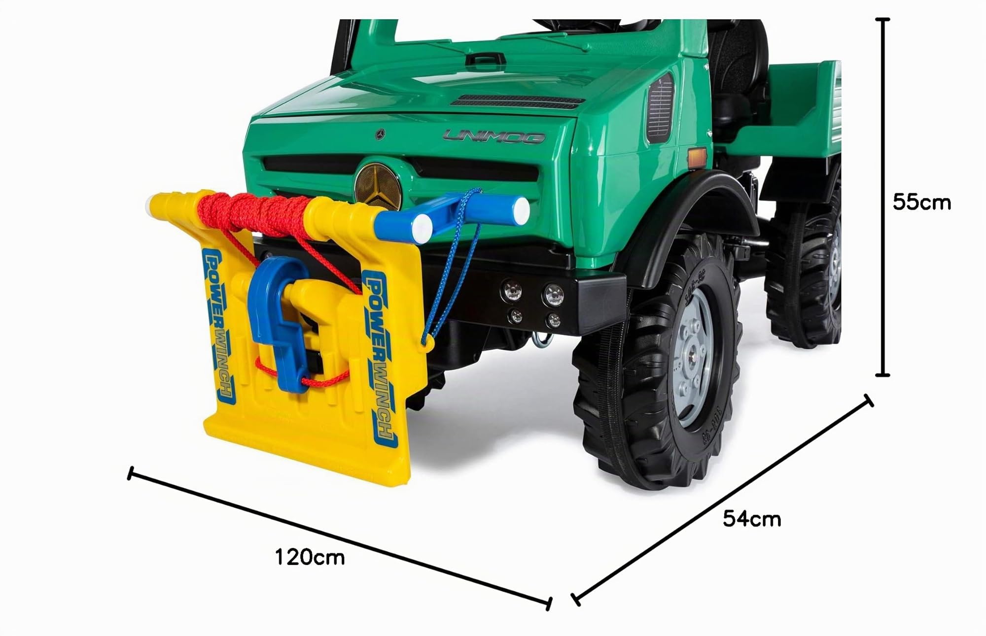 ROLLY TOYS- Mercedes-Benz Auto RollyUnimog Forst Edition 2020 (unimog, Veicolo a Pedale), incl. RollyPowerwinch, Sedile Regolabile, Pneumatici silenziosi, Singolo, Colore Verde Menta, Grande, 038244