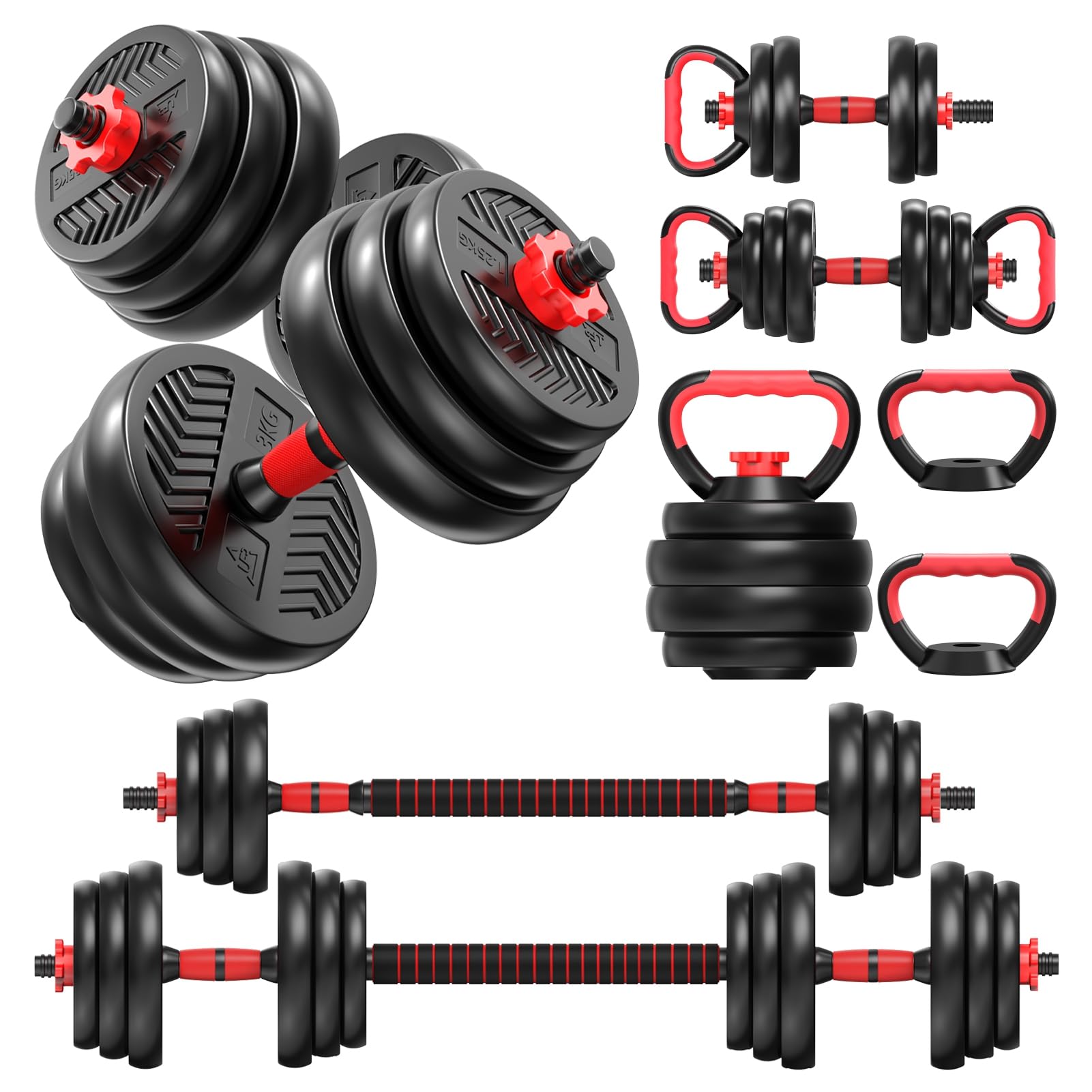4 in 1 Adjustable Dumbbell Set 20 30 40 45 70 90lbs Free Weight Set with Connector Versatile