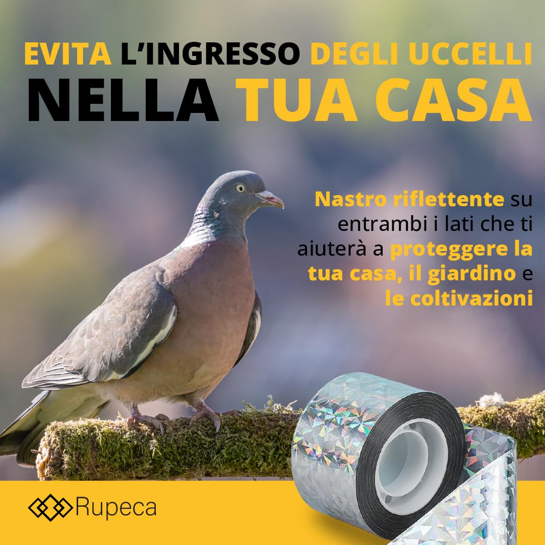 Uccello Nastro Repellente 80m x 4,8 Antiuccelli Dissuasore Riflettente - Effaroucheur Pigeons