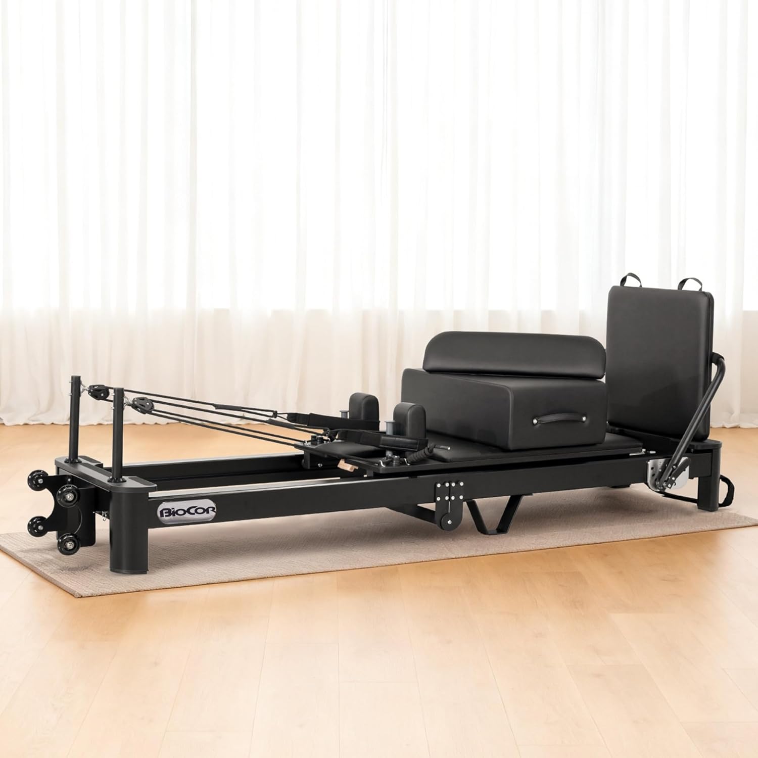 Ultra3.0 Foldable Pilates Reformer Machine, Aluminum Pilates Equipment, Wooden Extended Pilates Machine with Sitting Box, Jump Board and Springs for Home and Studio