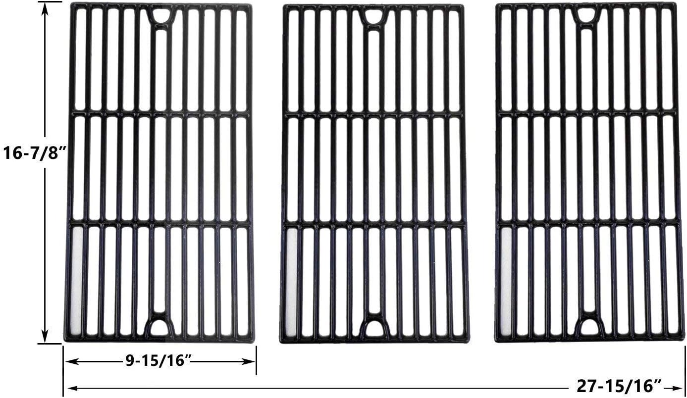 Porcelain Cast Iron Cooking Grids for Charbroil 463420507, 463420508, 463420509, 463440109, 466420911 and Kenmore 463420507, 461442513 Gas Grill Models, Set of 3