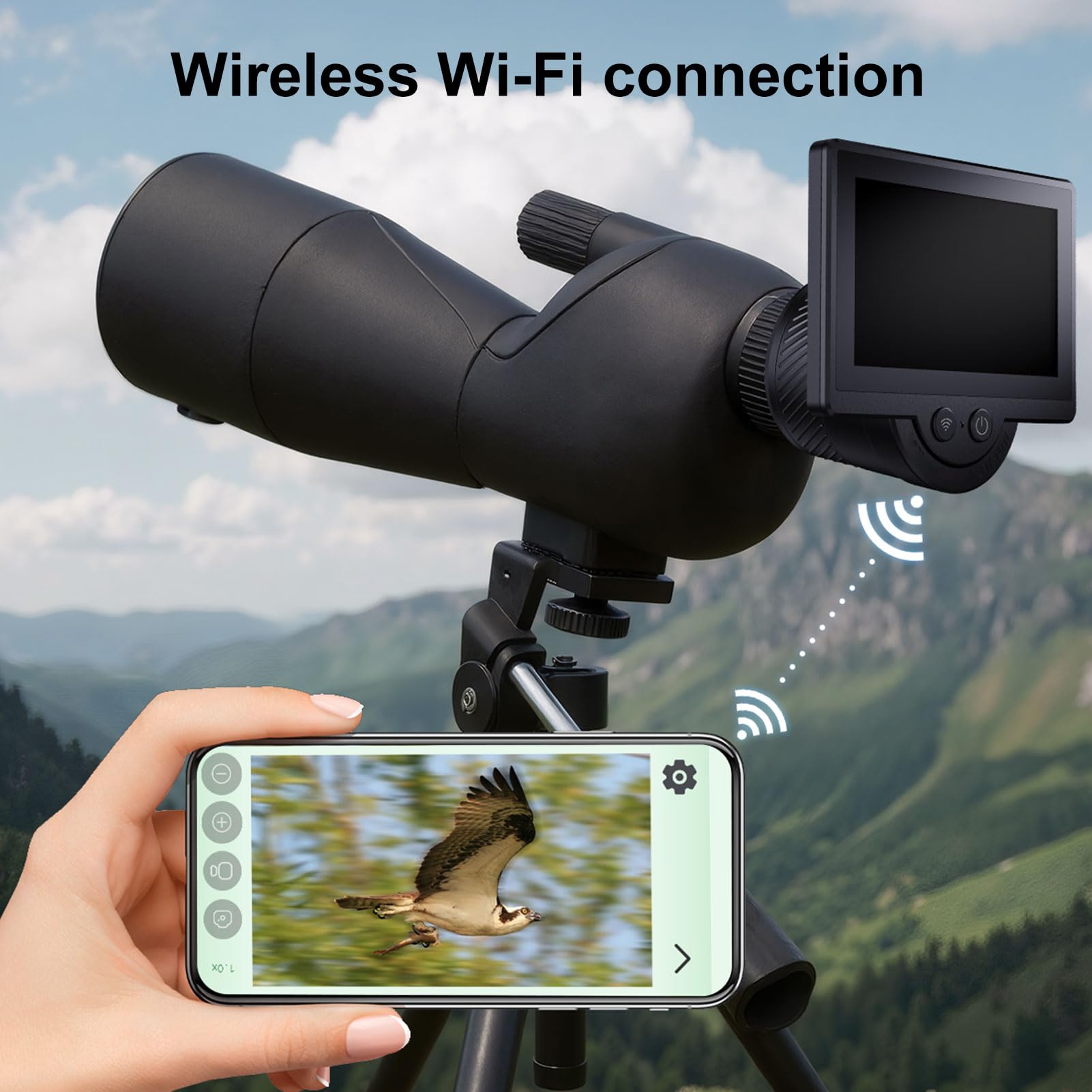 Goshyda Eyepiecia Electrónica Inalámbrica para Telescopios, Cámara de Pantalla HD HD de 4.3 Pulgadas con Conexión WiFi, Oculares de 1.25-2 Pulgadas, para Fotografía de Astronomía