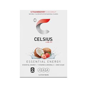 CELSIUS On The Go Strawberry Coconut, Sugar Free Energy Drink Mix (14 Sticks per Pack)