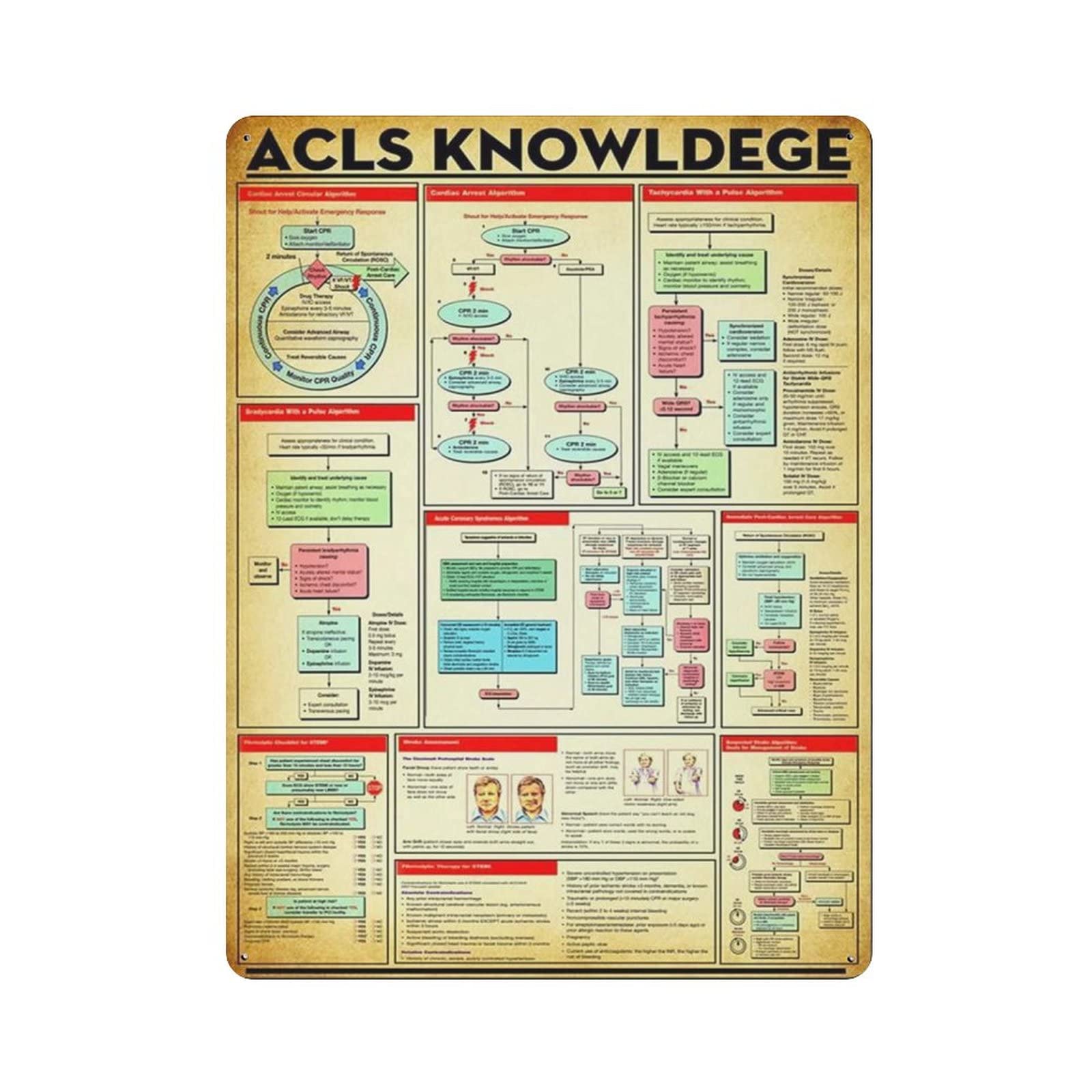 AOOEDM Acls Knowledge Metal Sign for Home Coffee Garage Wall Decor Vintage Poster Bar Signs for Home Bar Retro Metal Tin Sign