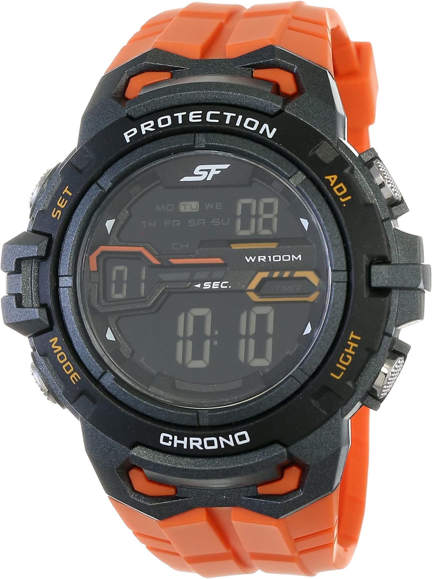 SF Super Fibre Digital Dial Plastic Strap Watch for Men-NP77076PP02